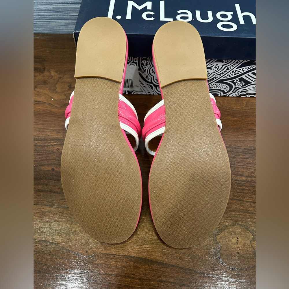 NWT J. McLaughlin Women's Vibrant Pink Sandals nixi flat size 8 - Picture 3 of 6